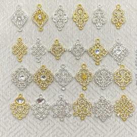 【双吊系列】diy饰品配件蒙古元素民族耳环合金镀银镶钻项链配件