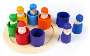 Bloques de construcción de arco iris para niños de madera juguetes bebé color cognición educación infantil altura apilamiento 3-10 años Juguetes