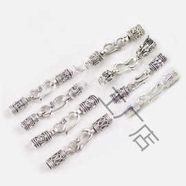 藏银扣子九乘迦叶金刚结手链尾扣头龙鳞绳s扣链接扣六字真言卡扣