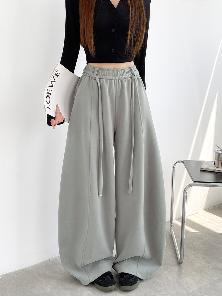 Saidi~ Drawstring Scimitar Pants for Women, Autumn 2025 New Style, High-Waisted, Loose, Slimming, Casual Pants with Drapey Wide Legs