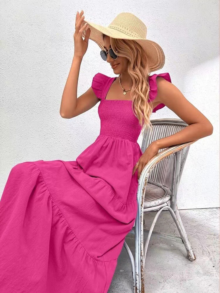 Women's Regular Dress Elegant Square Neck Backless Sleeveless Solid Color Maxi Long Dress Daily display picture 8