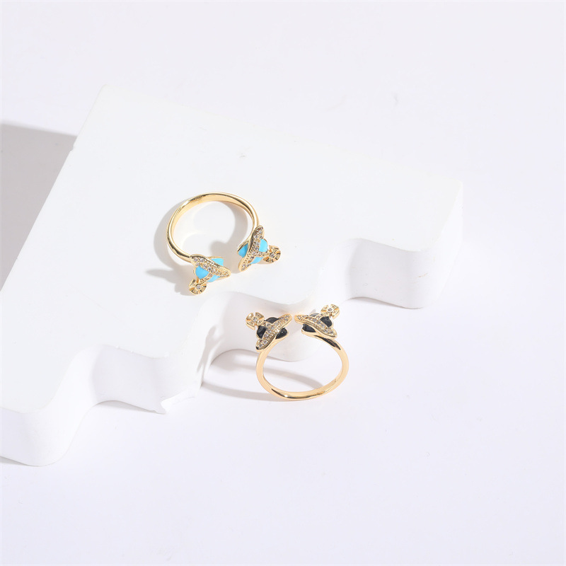 Fashion Planet Copper Inlay Zircon Open Ring 1 Piece