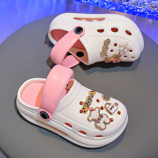 Children's Slippers Sponge Clogs Girls 2025 New Summer Outer Wear Girls Non-Slip Beach Sandals