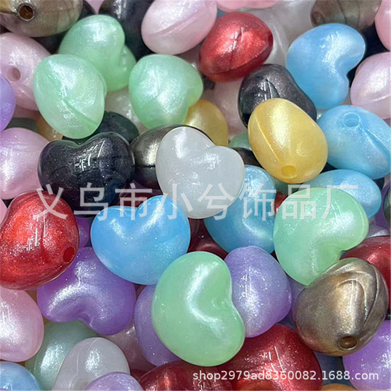 22mm多彩珠光胖爱心直孔珠diy饰品手机链串珠笔钥匙扣包链等配件|undefined