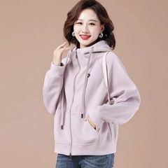 フード付きジャケットトレーナー女性の春と秋の薄いファットmm 150kg新しい大きいサイズの女性のゆったりとしたファッショナブルなカーディガントップ
