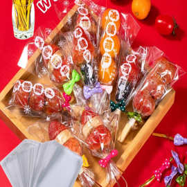 迷你冰糖葫芦包装袋透明糖果袋蝴蝶结扎丝创意卡通签全套材料工具