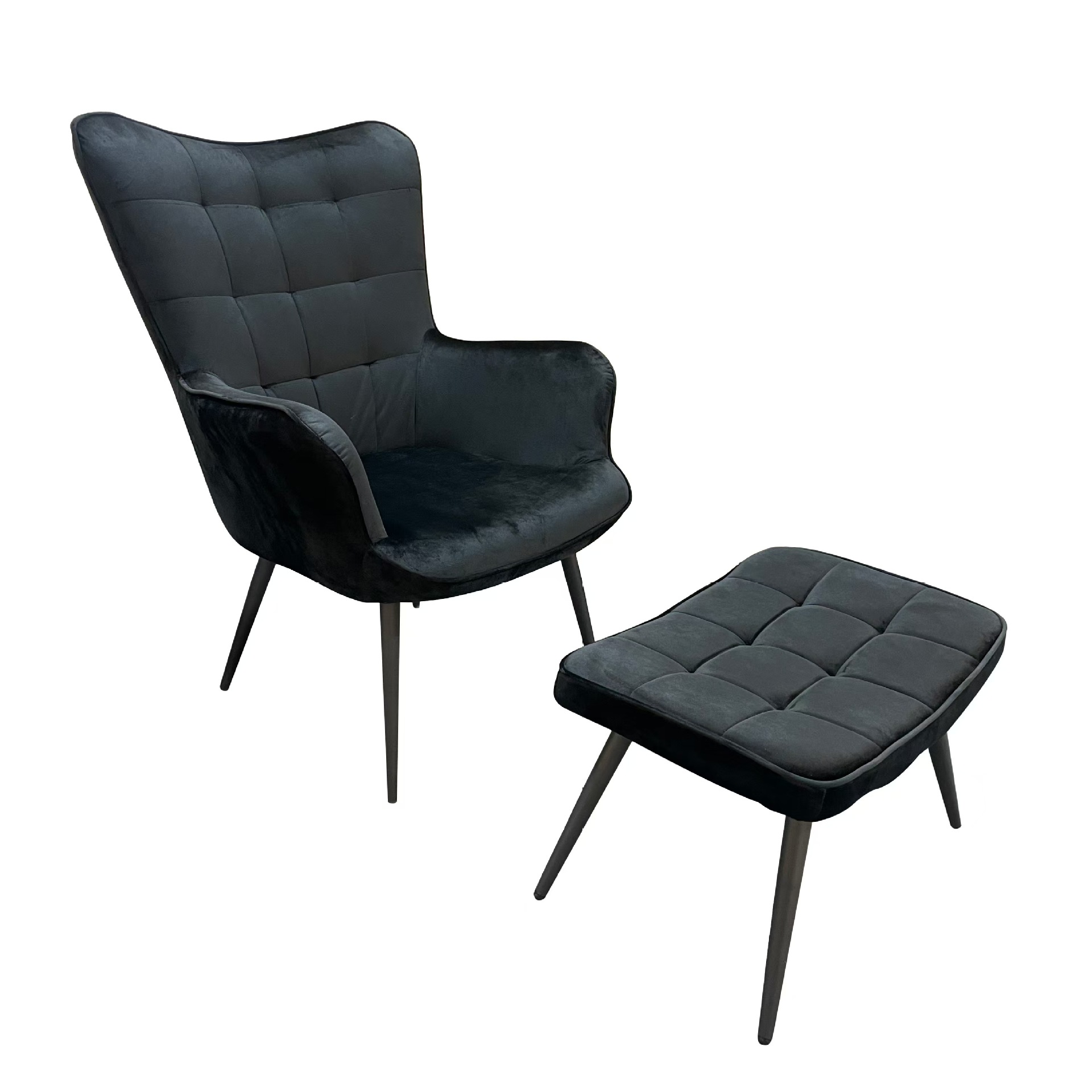 블랙 벨벳 싱글 의자