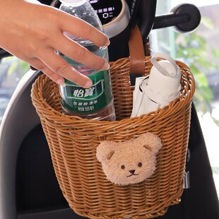 電動車前置物兜編織車筐籃子多功能電瓶車自行車通用收納筐女