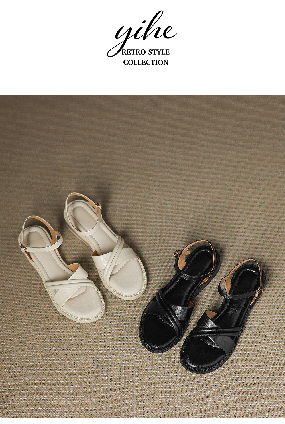 Dép sandal nữ xỏ ngón đế bệt quai ngang khóa — đen chi tiết 14