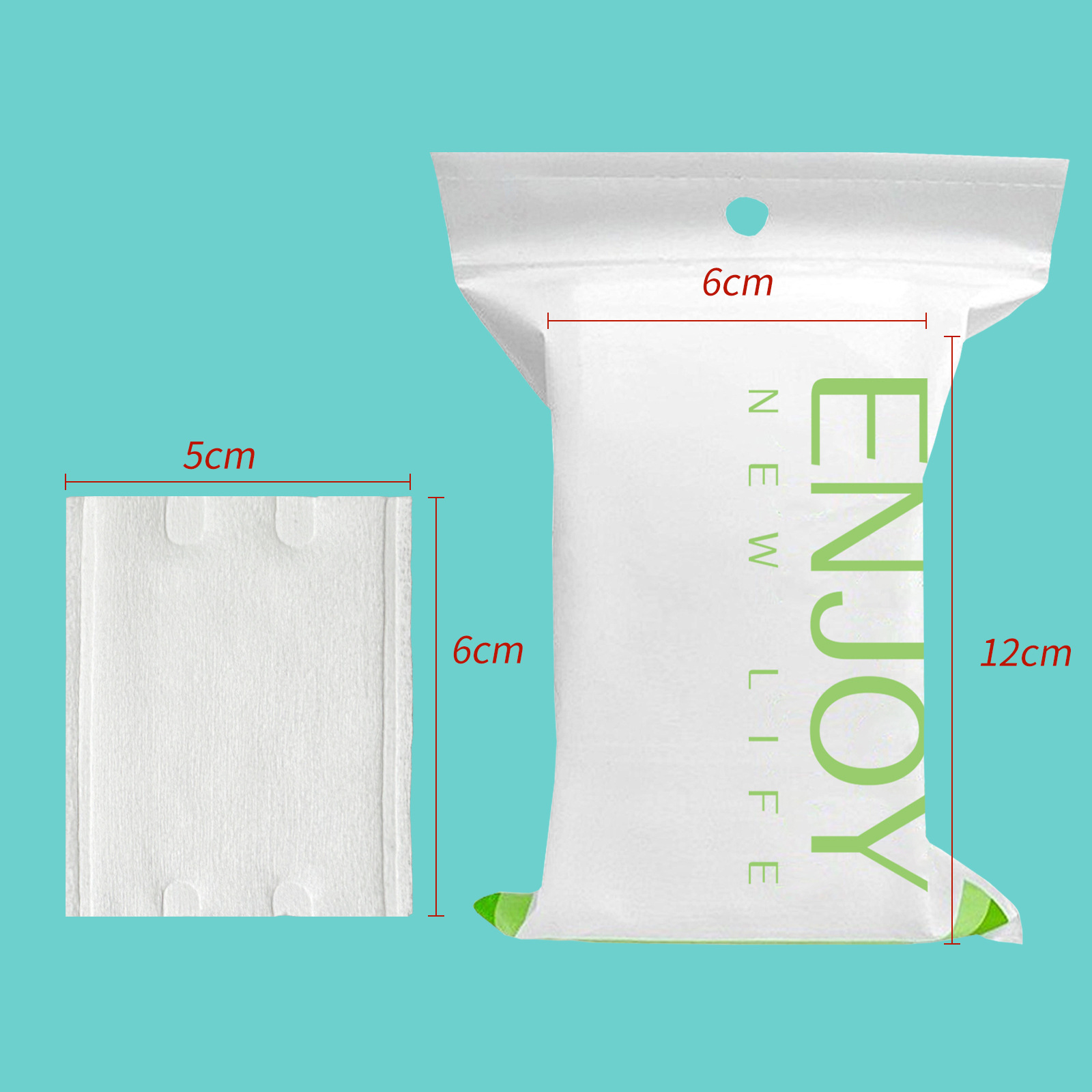 Una hoja de algodón desechable, algodón grueso, limpieza facial, algodón especial, bolsa gruesa, paquete portátil de 50 piezas.