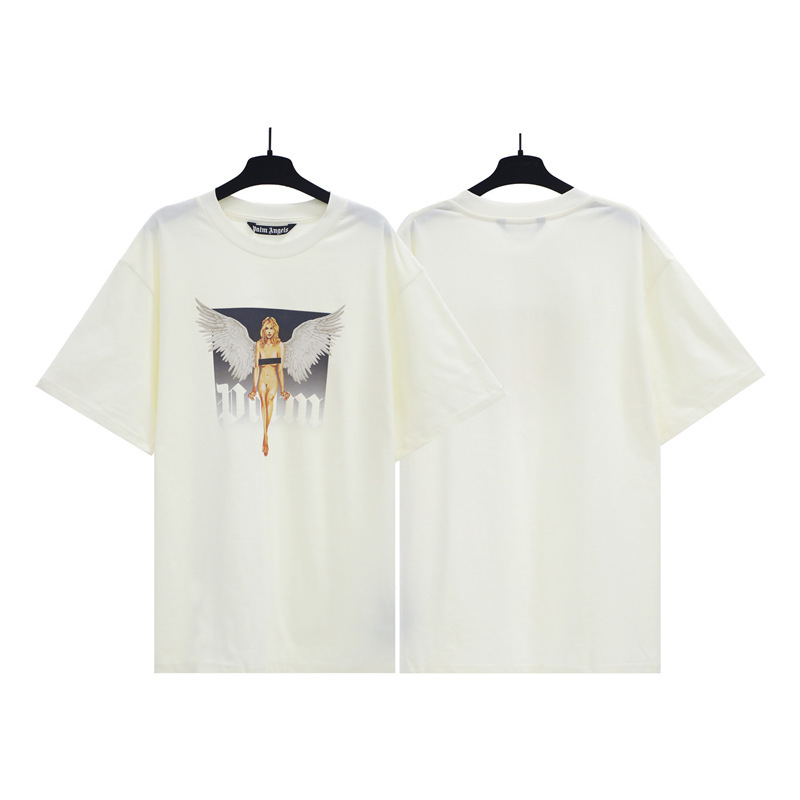 2025Pa Foreign Trade Printing Wholesale t Angel Trendy Brand Shirt Cross-Border Short-Sleeved Palm Summer Beauty Wings Style for Men and Women 2025Pa Foreign Trade Printing Wholesale t Angel Trendy Brand Shirt Cross-Border Short-Sleeved Palm Summer Beauty Wings Style for Men and Women