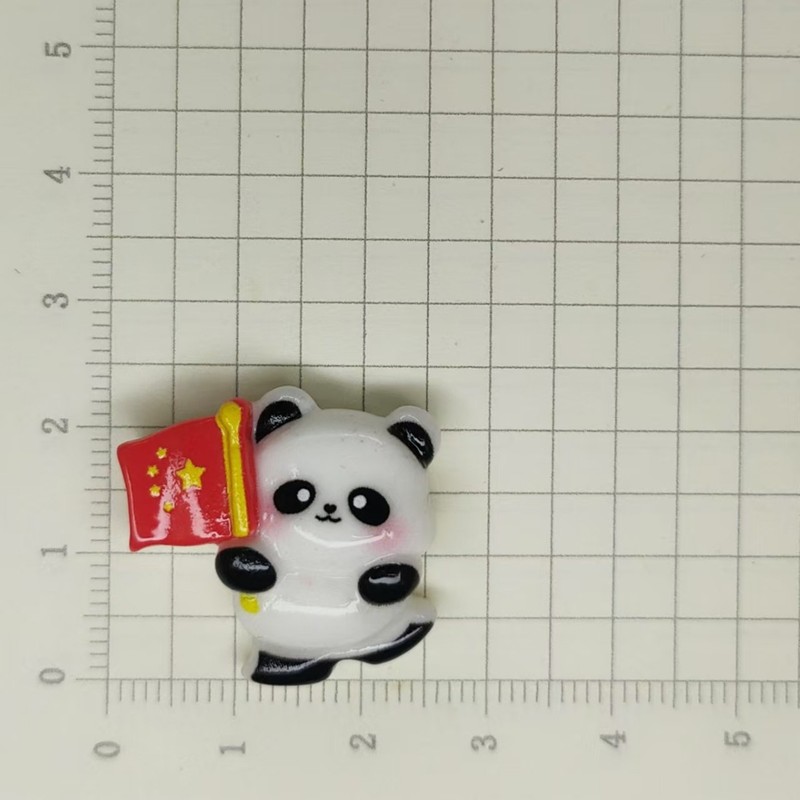 新款亮面卡通国庆熊猫字牌树脂配件diy手机壳钥匙扣发饰贴片|undefined