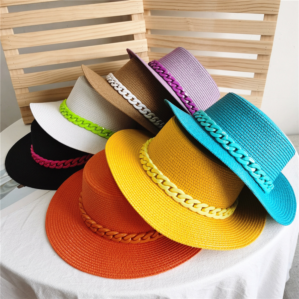 Unisex Fashion Solid Color Big Eaves Straw Hat display picture 1