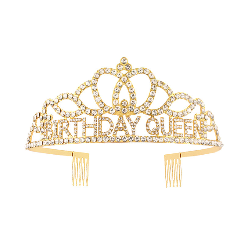 Corona para reina de cumpleaños, diadema con pedrería y letras BIRTHDAY QUEEN, decoración para fiestas