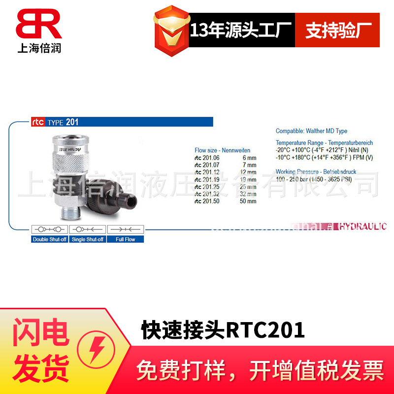 倍润RTC快速接头RTC201系列替换Staubli