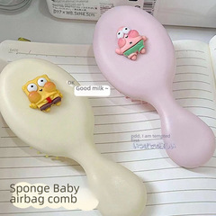 Cartoon Spongebob airbag comb milk exhalation cushion mirror comb soft girl portable massage comb mini comb