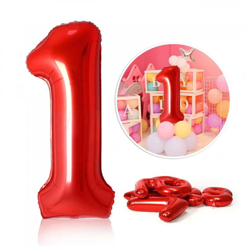40inch Red Foil Balloons 0-9 Number Balloon Happy Birthday