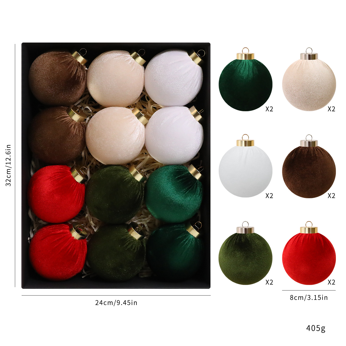 Amazon estilo caliente 6cm/12PCS bola de tela decoración de bolas de Navidad decoración decoración de Navidad spot al por mayor