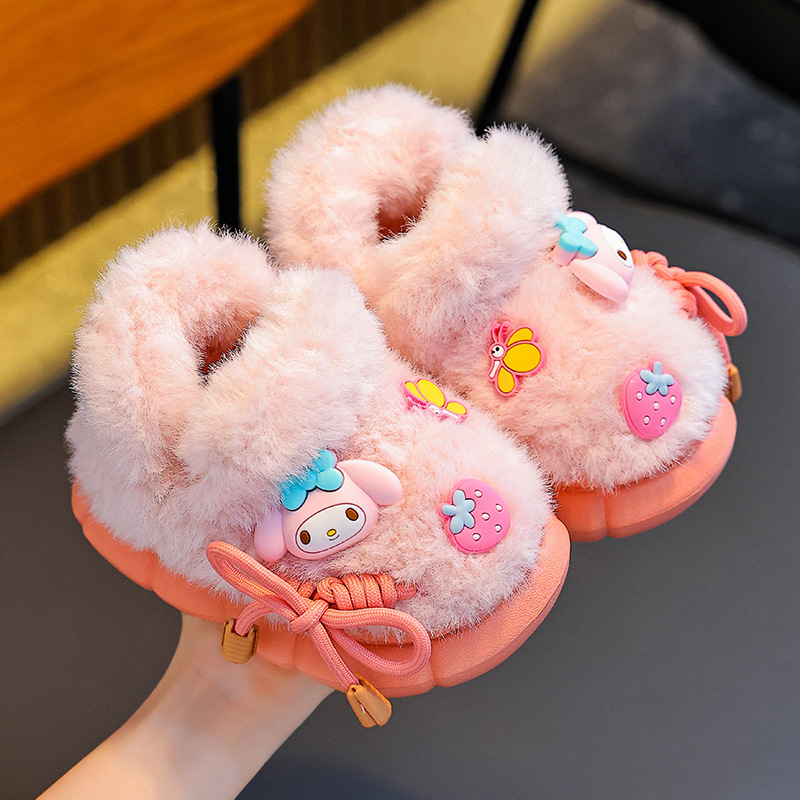 Sanliou bolsas de invierno para niños zapatos de talón de algodón para niños y niñas caliente y terciero para niños y niños de mediana edad lana para casa Kullomi algodón trapazo