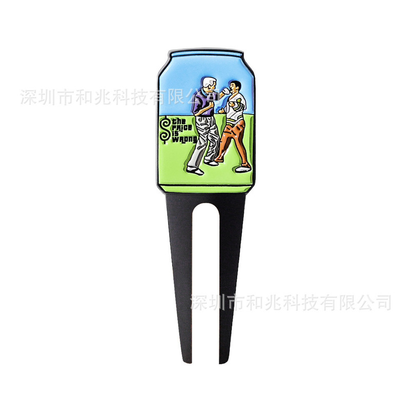 高尔夫果岭叉可折叠配磁性马克金属球位标多功能弹出式修复叉铲草|undefined