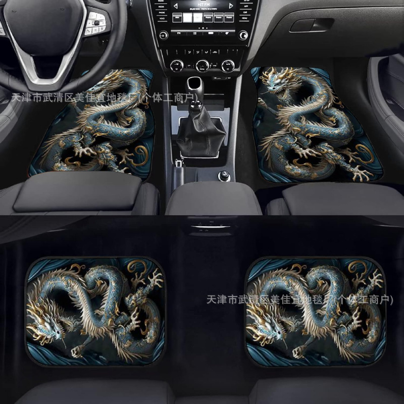 Cross-Border American car foot mat carpet four-piece stain-resistant floor mat rose skull Amazon TEMU foot mat wholesale
