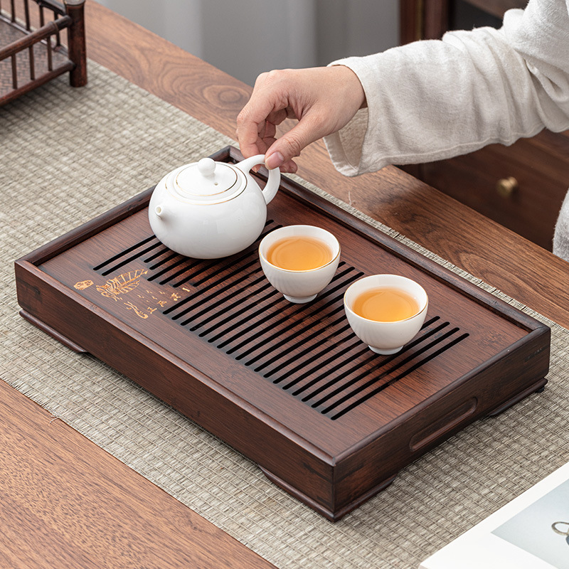 Small Bamboo Dry Brewing Tea Tray Household Tea Tray 2024 New High-end Living Room Tea Sea Tea Set Dry Brewing Small Tea Table
