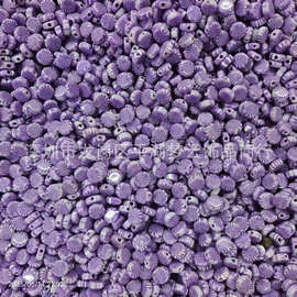 蓝色底白色条纹琉璃糖果珠直通孔扁圆风车花纹一体成型树脂糖果珠