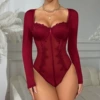 Burgundy [with steel ring, no breast pads and hidden buckles]