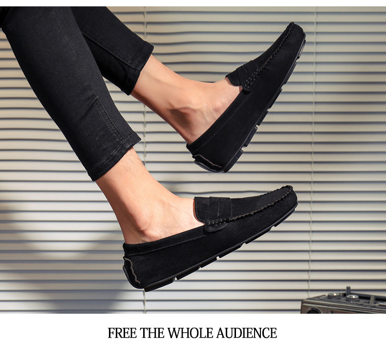 Doudou chaussures de conduite décontractées en cuir britannique, chaussures paresseuses pour hommes_voghion.com