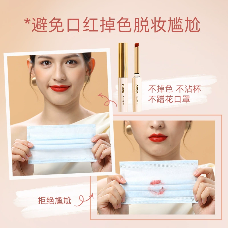 Waterproof lipstick, matte makeup primer, does not fade, long-term effect, translucent shading