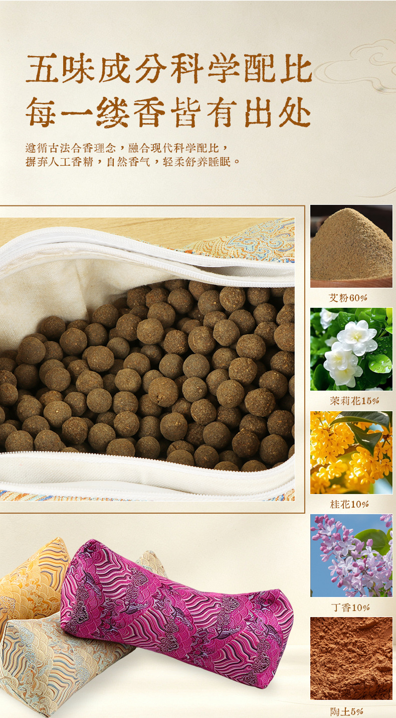 Chinese Mugwort Herbal Neck Pillow He Jing Pillow Aromatic Support Pillow for Sleep and Office Rest quality and texture