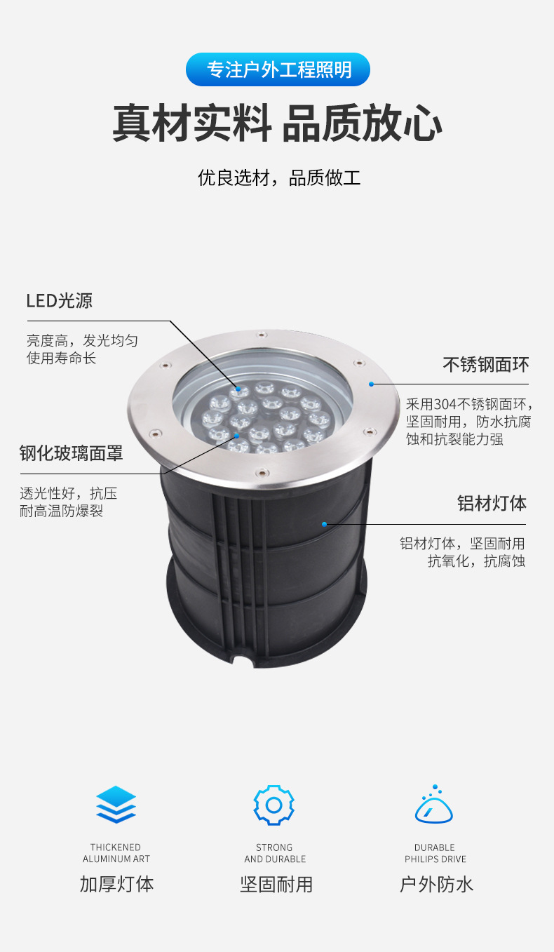 可调角度地埋灯不锈钢地埋灯防水led埋地灯嵌入式地面射灯七彩色-阿里巴巴