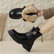 羊羔东北女鞋靴子新款特厚40英伦短靴加绒保暖防滑棉鞋加厚秋冬季