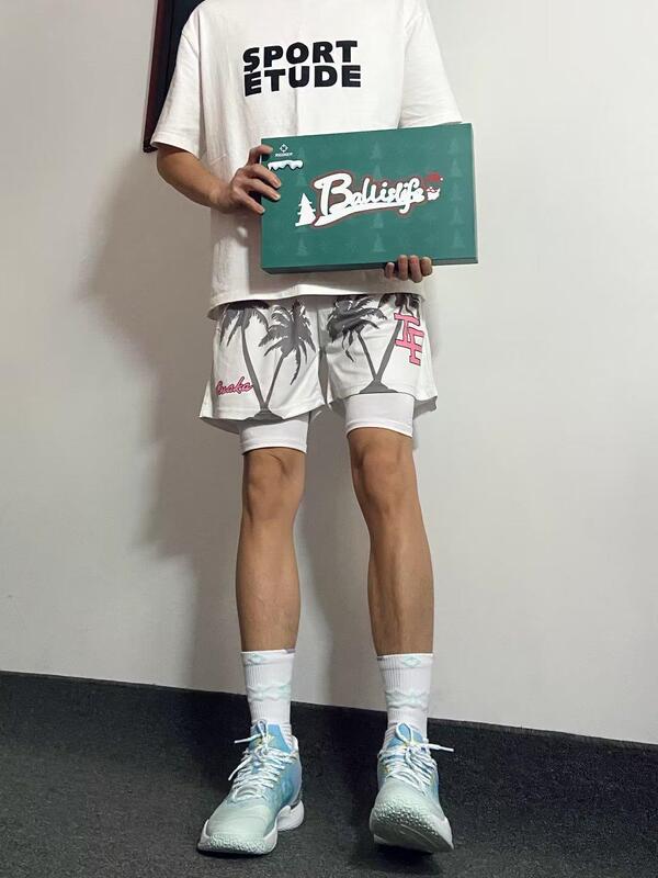 Summer Sports Shorts Men's vibe European and American Style Street Loose All-match Wide-leg Pants Basketball Pants Drawstring Quarterly Pants Trendy