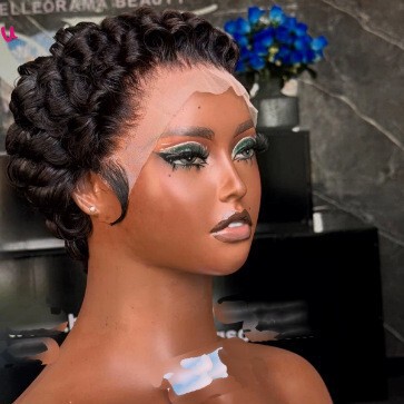 Pixie Cut Shortwigs Lace Front Wigs African Wig Set Pixie Wig Headgear Short Curly Wig