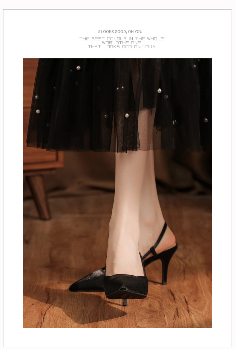 7755B Front Wrap Back Open Heel Sandals High Heels Elegant Commuting Versatile Daily Professional Temperament Women's_voghion.com