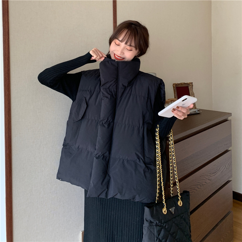 2023 New Foreign Trade Fluffy Bread Suit Vest Women's Short Korean Style High Neck Loose Sleeveless Vest Jacket 2023 New Foreign Trade Fluffy Bread Suit Vest Women's Short Korean Style High Neck Loose Sleeveless Vest Jacket