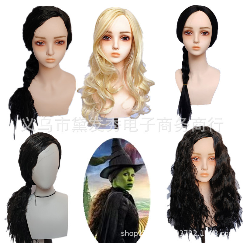 Movie Magic Wicked Witch WICKED Black Braid cosplay Wig Micro Curly Long Hair Wig cos Wig Movie Magic Wicked Witch WICKED Black Braid cosplay Wig Micro Curly Long Hair Wig cos Wig