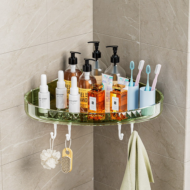 [Estante transparente grueso] trípode de baño almacenamiento sin perforaciones estante montado en la pared estante rectangular montado en la pared