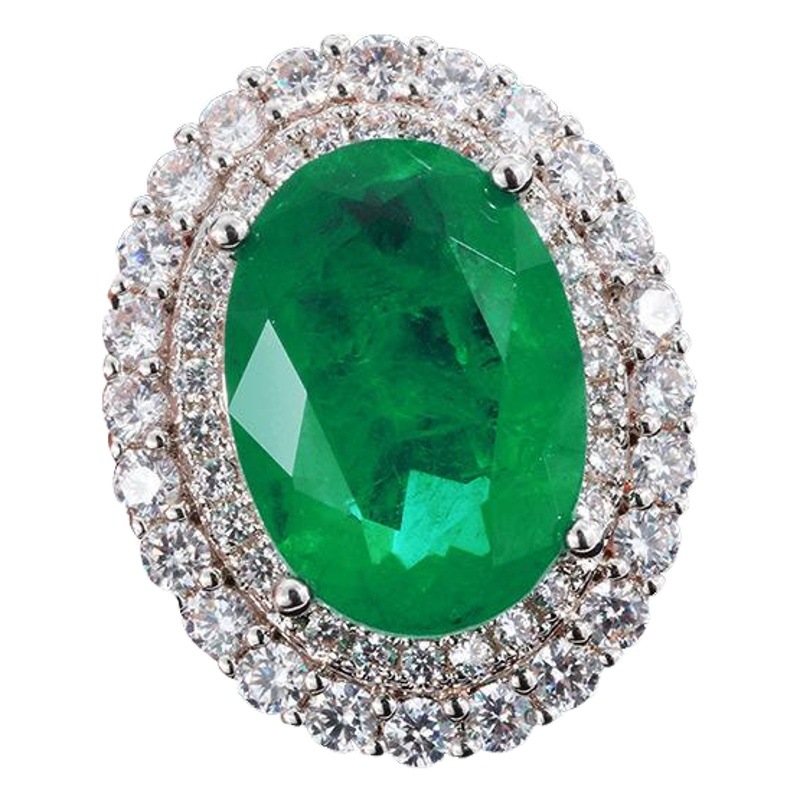 Zhuang Sheng joyería europea y americana retro anillo artificial Esmeralda Paraiba colorido tesoro mujeres temperamento anillo al por mayor