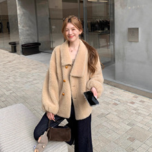 【日光倾城】100绵羊毛羊剪绒皮毛一体女皮草外套新羊羔毛大衣冬