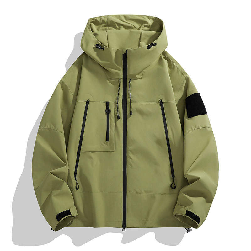 Chaqueta al aire libre 2024 primavera nueva marca de moda para hombres y mujeres chaqueta impermeable a prueba de viento suelta chaqueta con capucha estilo de Hong Kong
