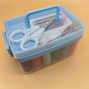 2023 new high-end portable double-layer sewing box sewing tools storage box scissors sewing sewing tools suit