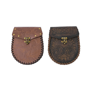 Cross-Border Temu Amazon Viking Style Medieval Belt Coin Purse Knight European and American Retro Embossed Waist Bag