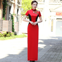 走秀旗袍2025新款加长款开叉形体礼仪显瘦气质优雅舞台表演旗袍秀