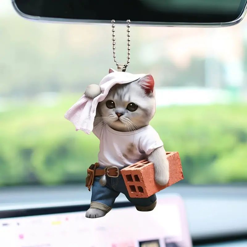 Nuevos productos creativos para mover ladrillos gatitos colgantes de automóviles acrílicos planos de automóviles espejos retrovisores decoraciones colgantes colgantes