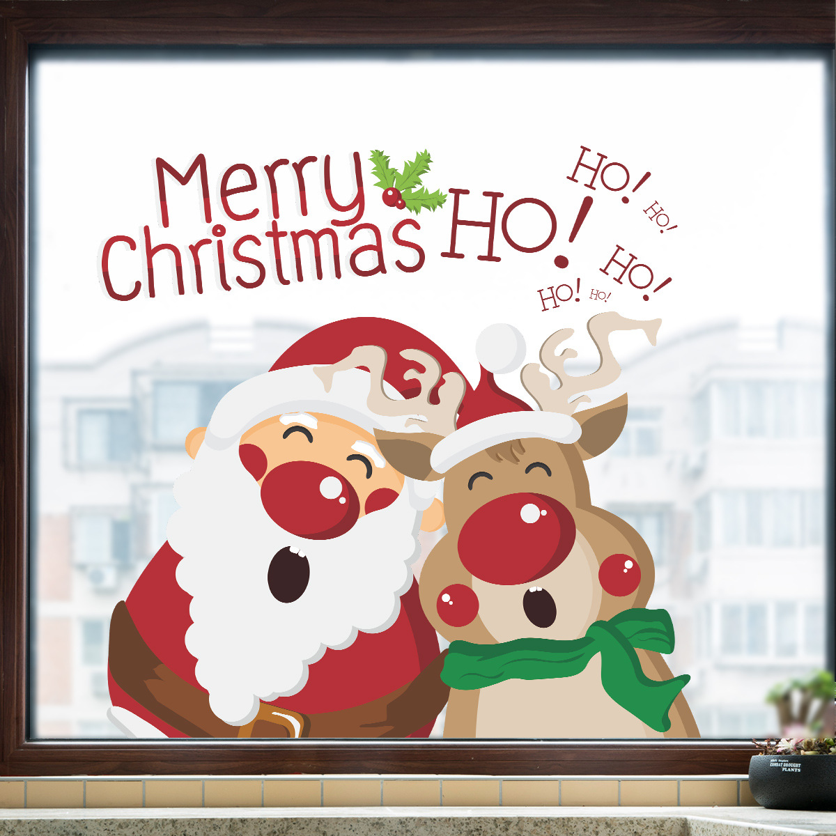 Frohe Weihnachten Weihnachtsmann Fawn Fensterglas Dekoration Wandaufkleber Großhandel Nihaojewelry display picture 7