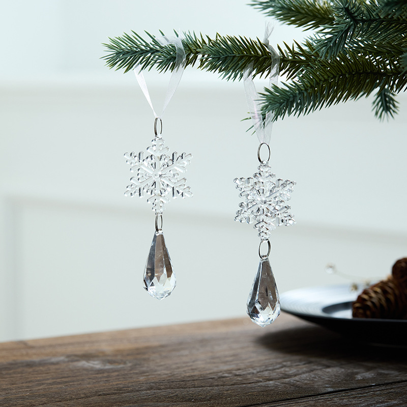 Árbol de Navidad cuentas colgantes de nieve transparentes colgantes de cristal acrílico colgantes de nieve perlas de hielo colgantes
