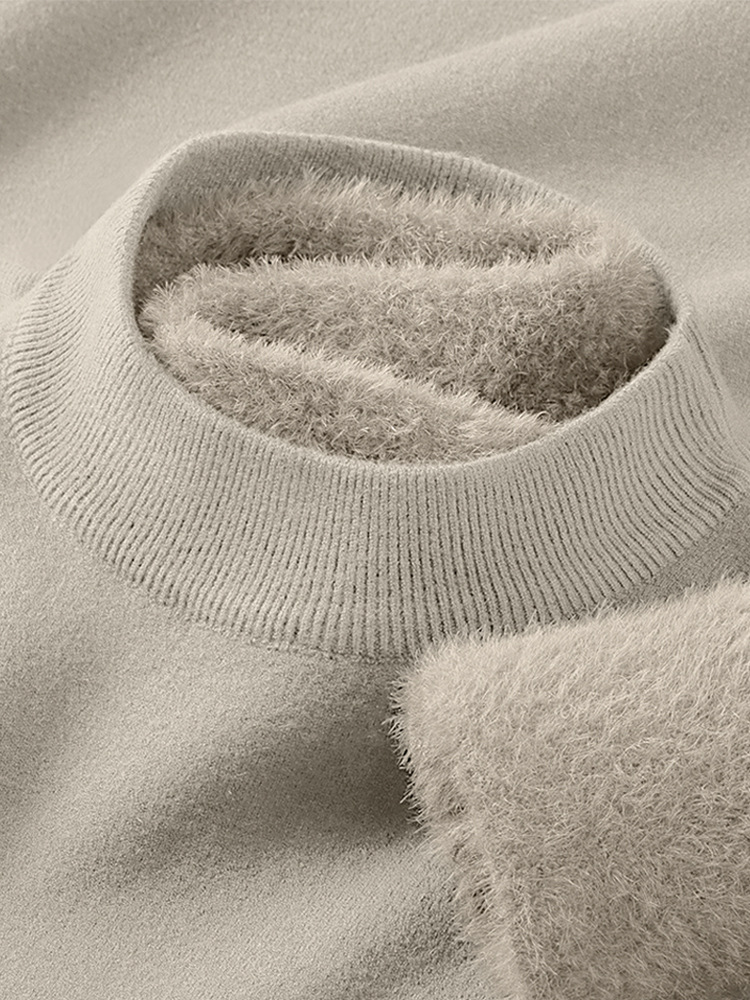 モーダルウール秋冬半高襟セーター男性ニット長袖韓国版ベルベット厚手シャツ上着