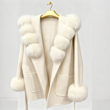 小个子超大狐狸毛领双面羊毛大衣高级感轻奢女装长袖呢子2025秋冬